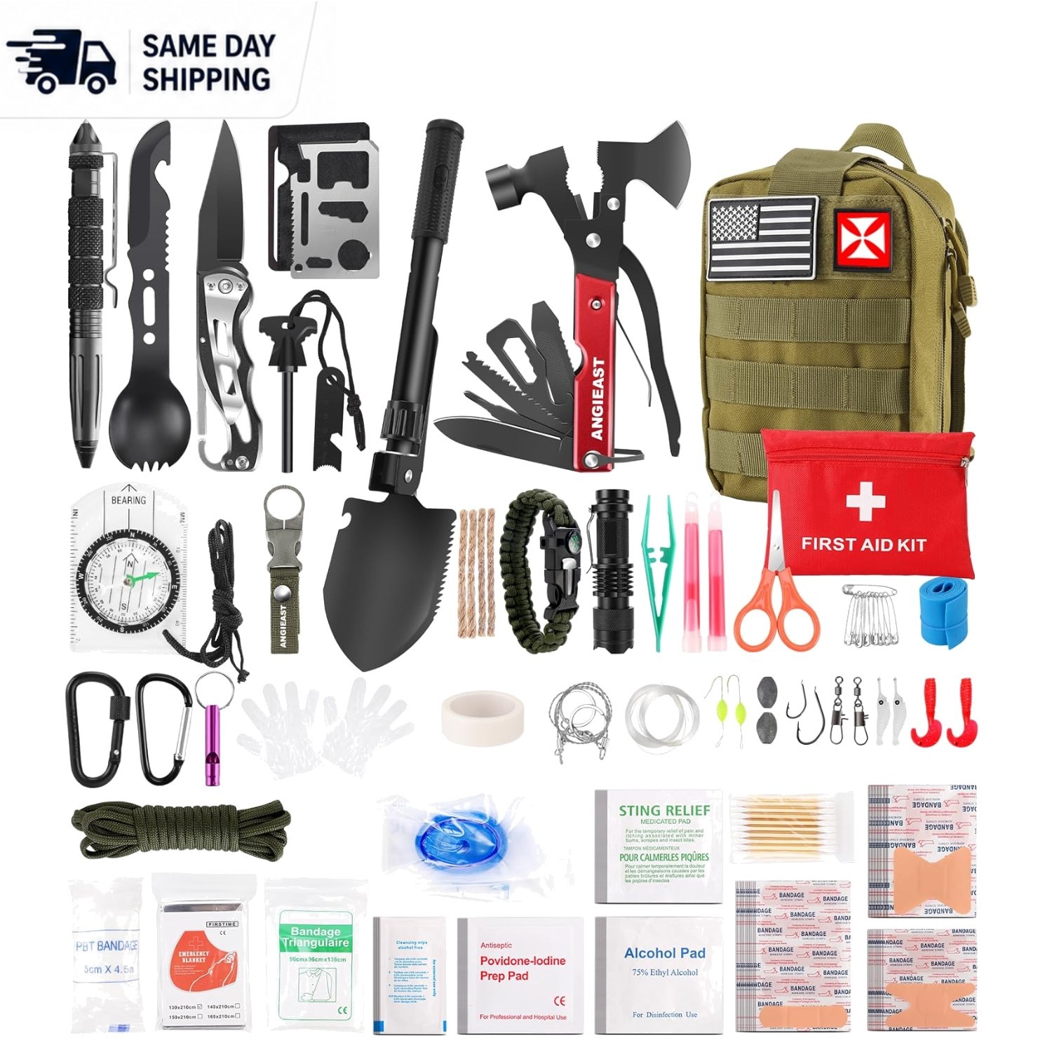256-Piece Advanced Survival First Aid Kit in Portable Molle Pouch – Essential…