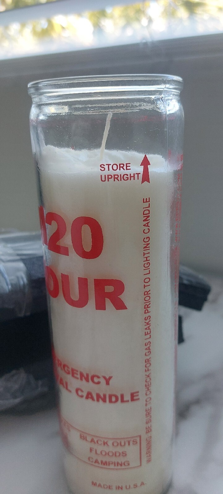 Emergency Candle, 120 hr Survival Candle A365 Made in USA Black outs Disaster *