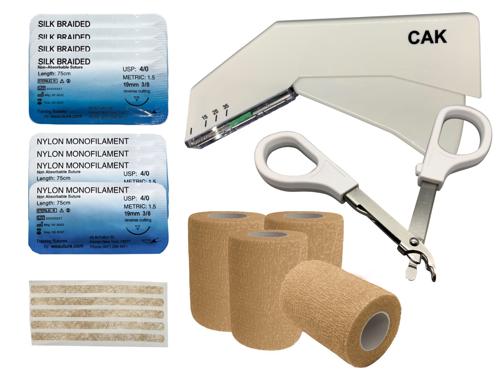 Close the Wound Survival Kit Skin Stapler, Stapler Removal, Cohesive Wrap Suture