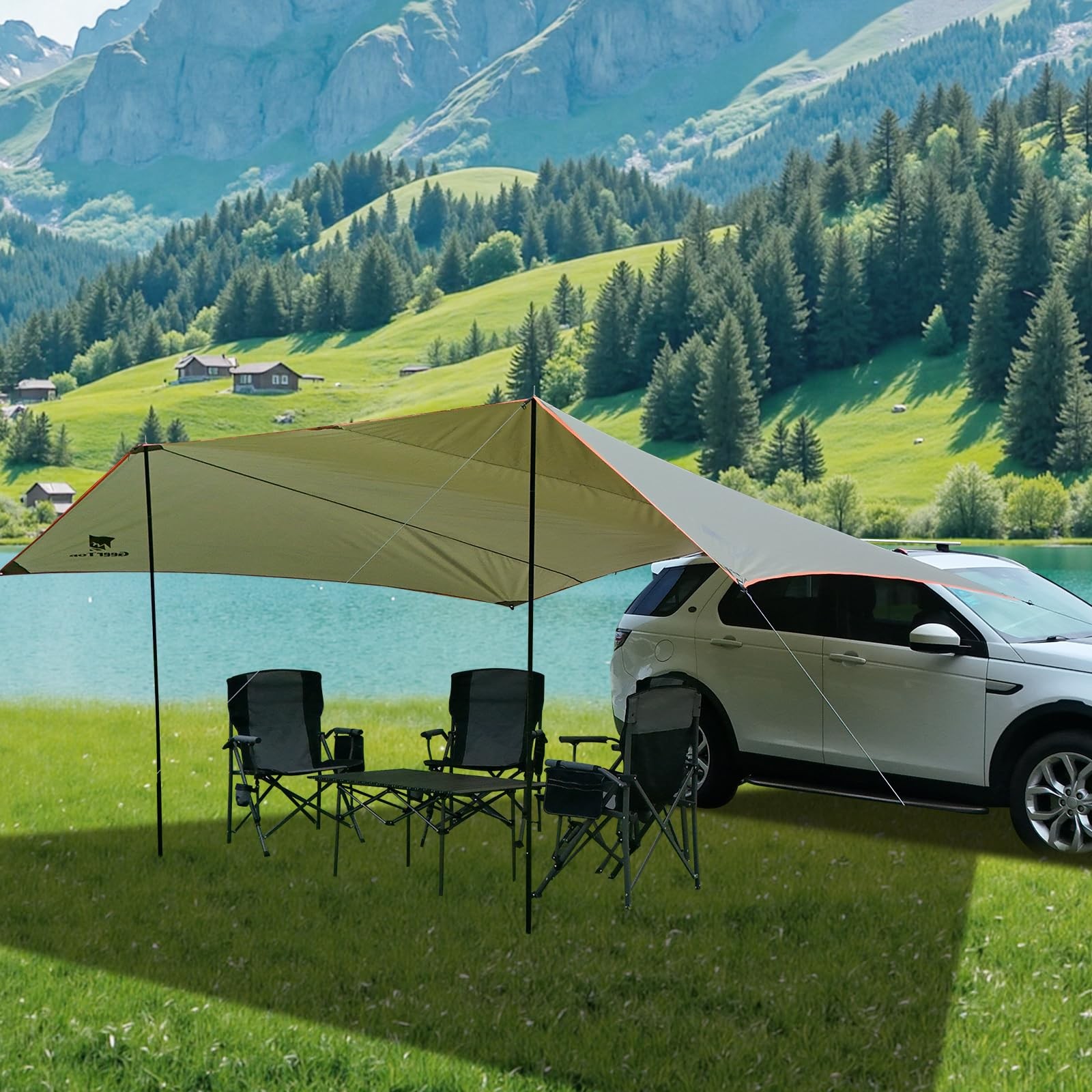 GEERTOP Large Car Side Camping Awning 19 x 11 ft 19ft x 11.5ft, Lunar Green