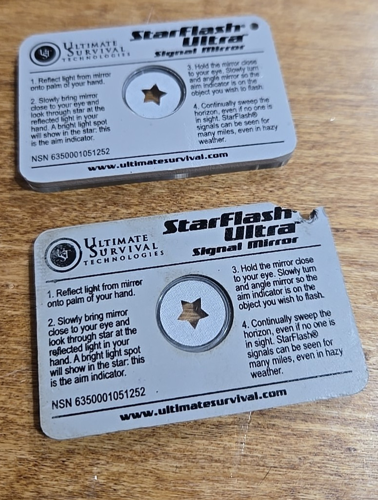 UST StarFlash Micro Signal Mirror w/ Targeting Star Lightweight Compact Lot of 2