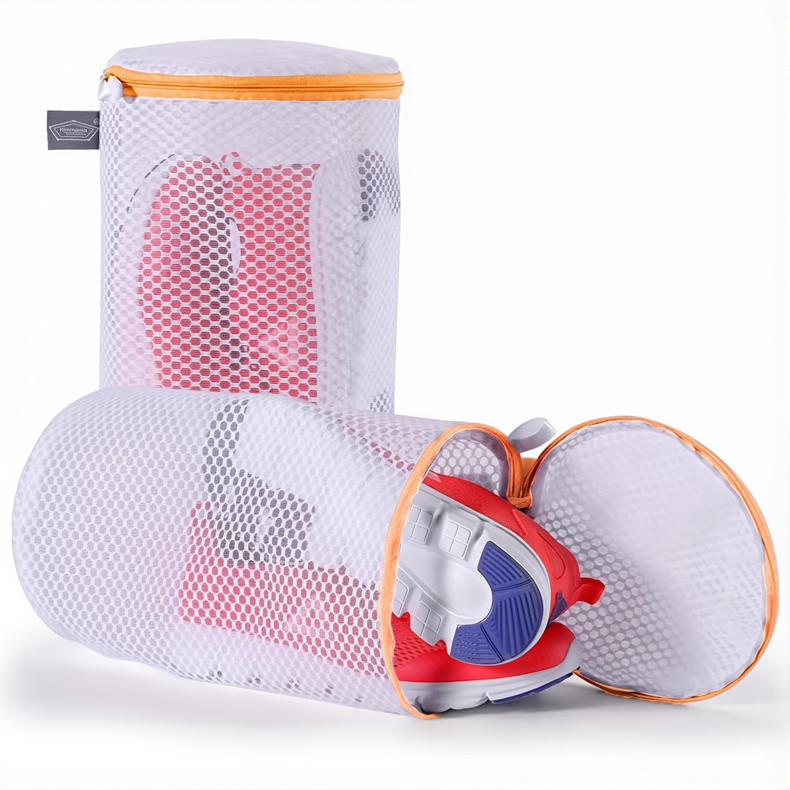 Kimmama Shoe Washing Machine Bag, Bag for 2L(7x7x15″), Orange