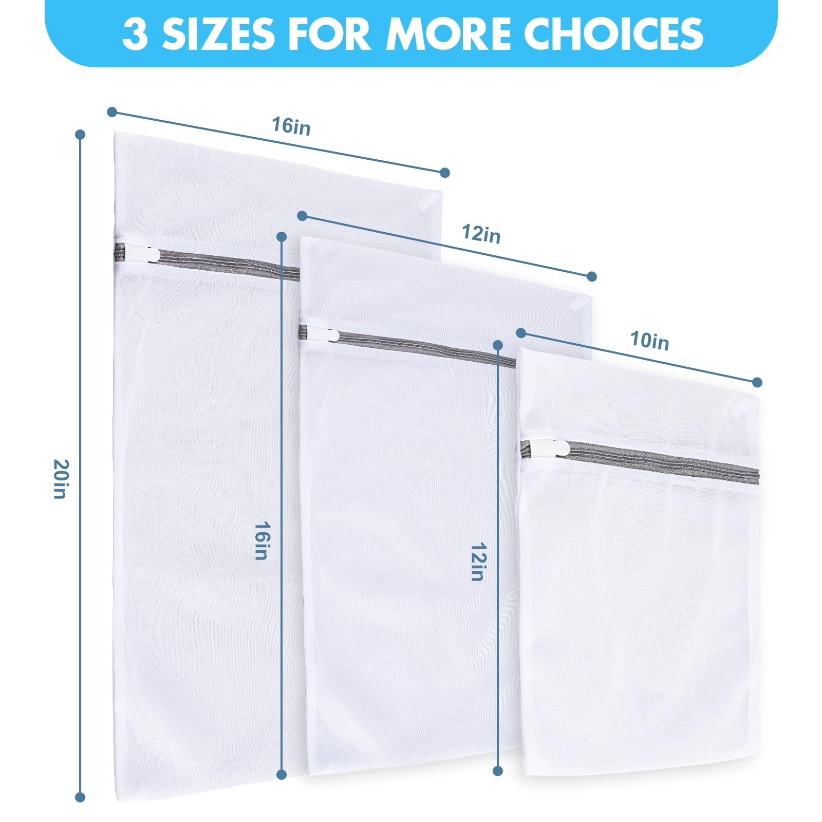 Mesh Laundry Bags for Delicates, 3 Pack 20 inches *16 inches, black