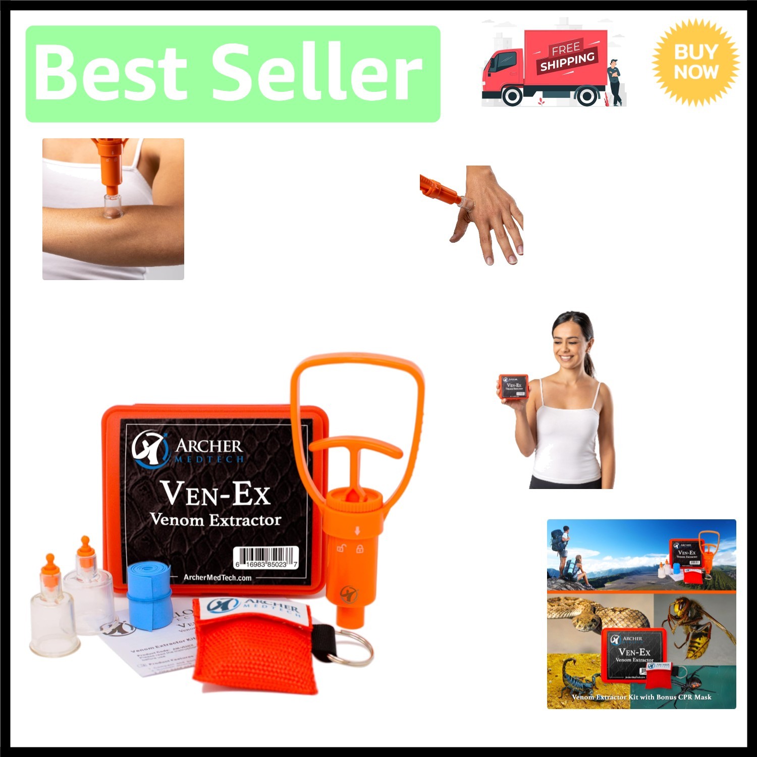 Archer MedTech Ven‑Ex Snake Bite & Bee Sting Kit – Lightweight & Travel-Friendly