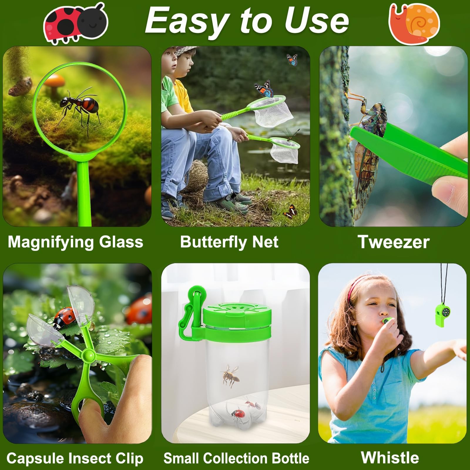 Explorer Set for Kids Ages 4 and Up, 12 Piece Explorer Set Kid Ages 5, with Insect Box…