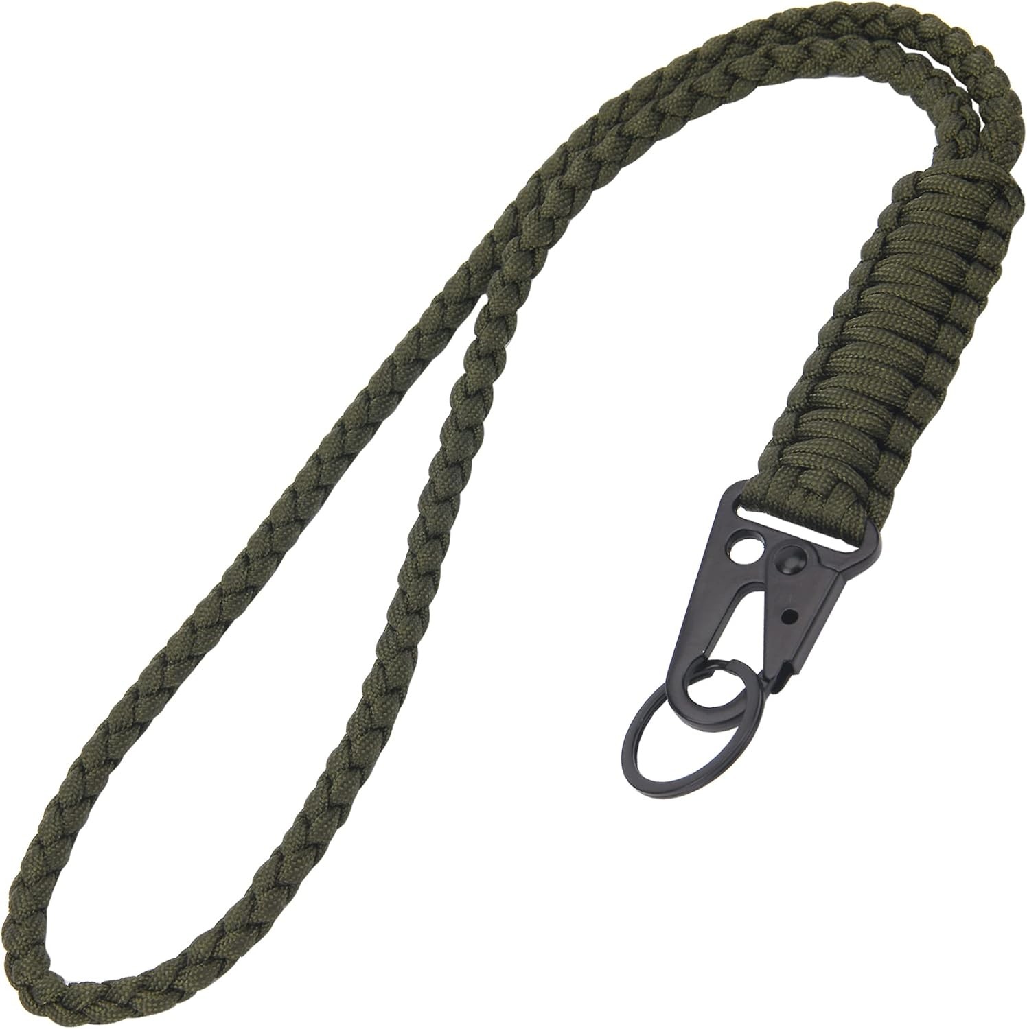 Heavy Duty Paracord Lanyard Keychain, Necklace Cell Phone Army Green