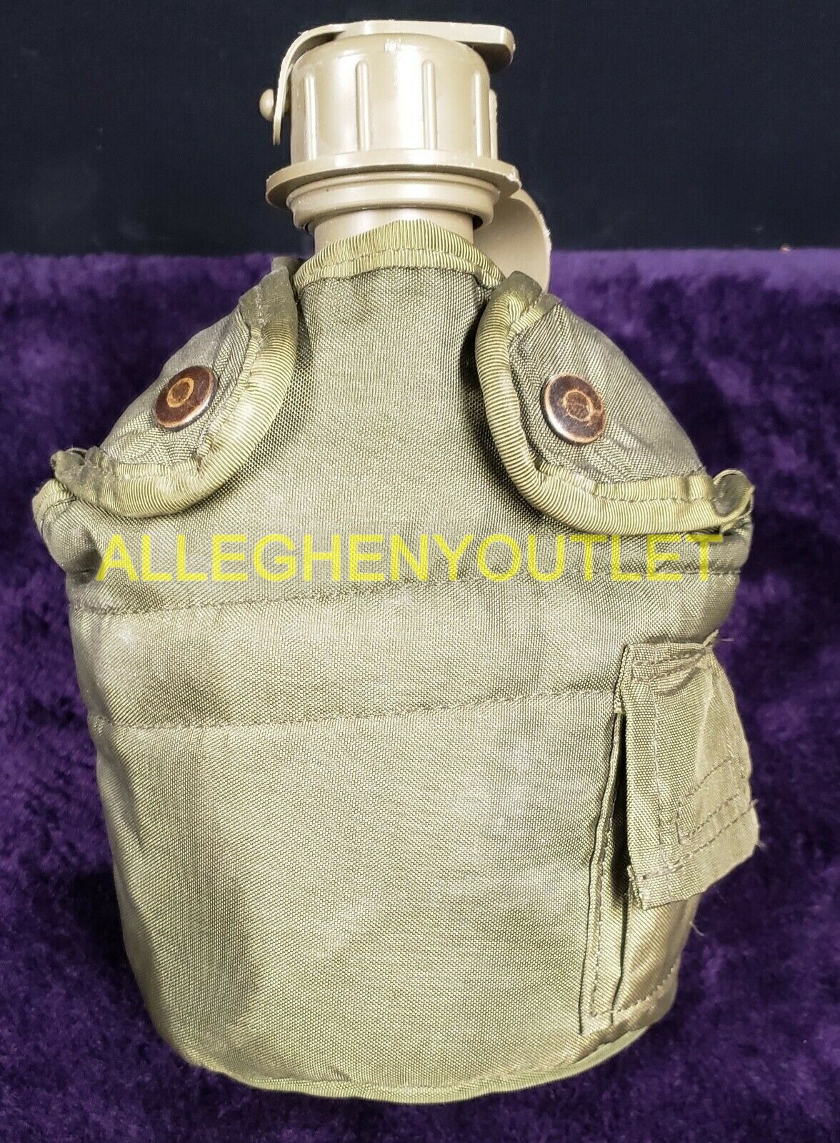 GENUINE USGI US MILITARY 1 QUART 1QT WATER CANTEEN AND COVER – ARMY GREEN VGC