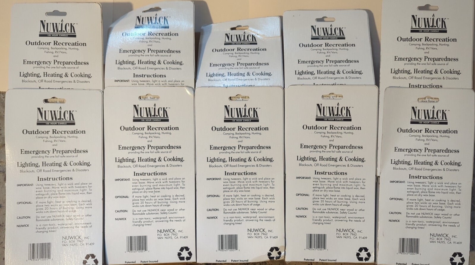 10x LOT- Nuwick 120 Hour Emergency 14 oz Candle Survival Gear *NEW in Box* fr/sh