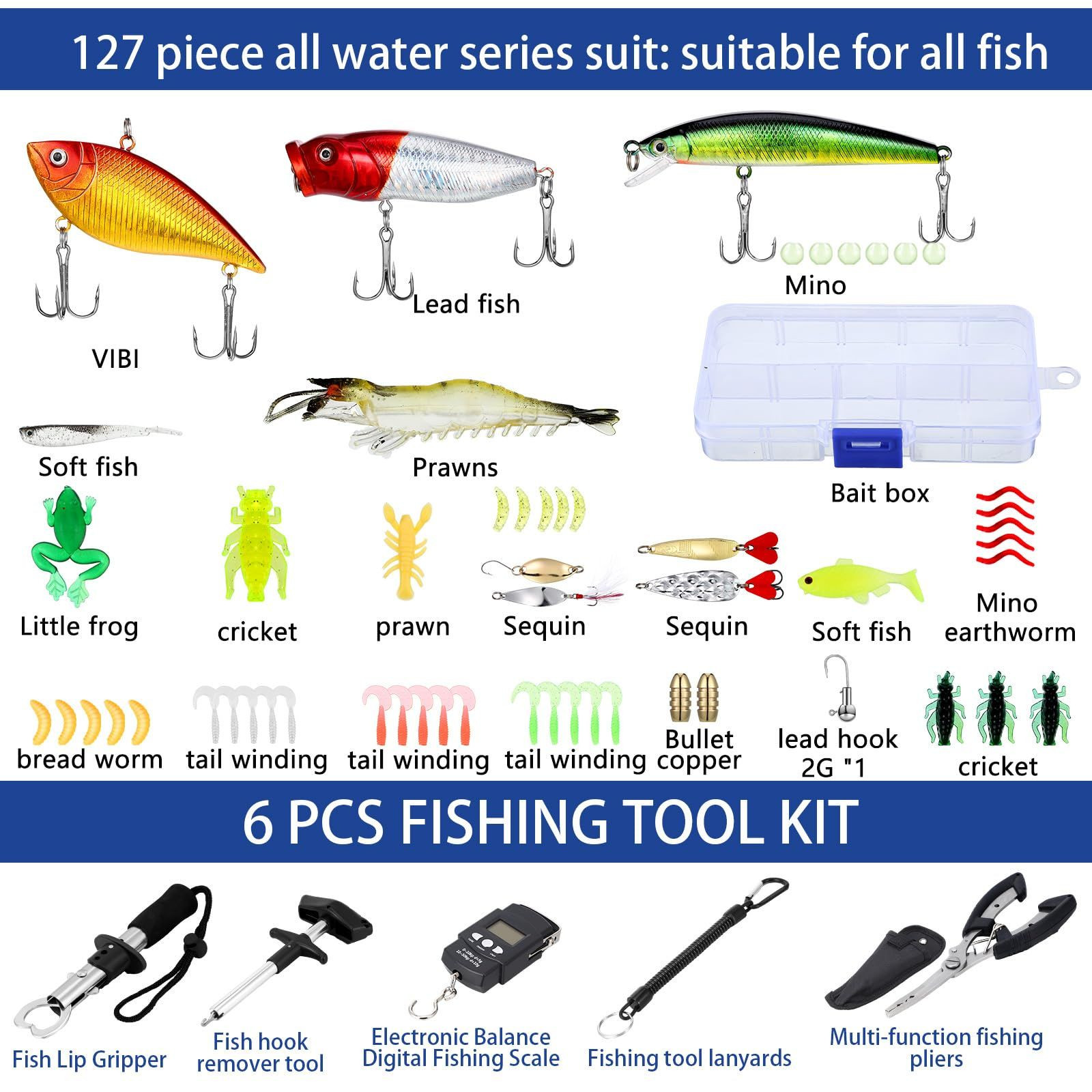 Seenelling 466 Pcs Fishing Tool Kit 12.6 x 7.87 x 3.94 inches, multi colors
