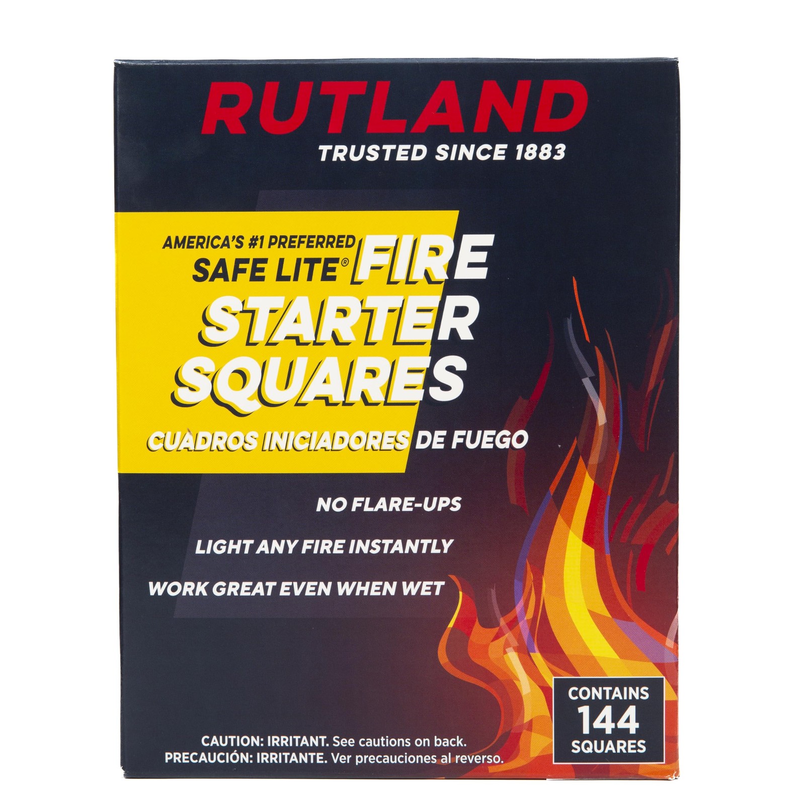 Rutland Safe Lite Fire Starter Squares – Heavy Charcoal 144 Count, Natural