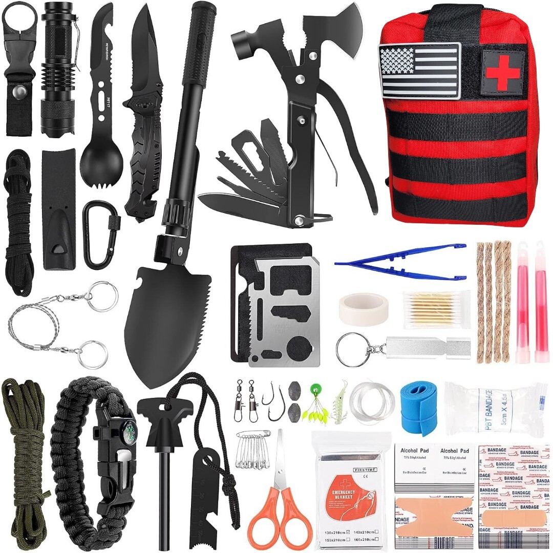 Compact Emergency Survival Kit For Camping Hunting Hiking Car RV Bug Out Bag