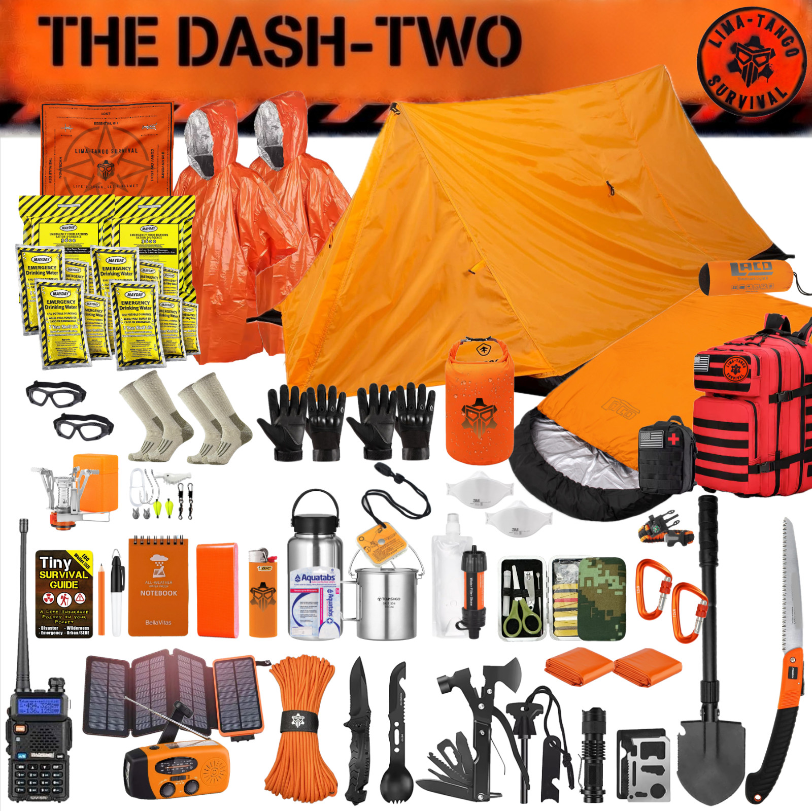 Emergency / Survival Kit / Bug Out Bag / Tactical Backpack / Two-Man 72+ Hours