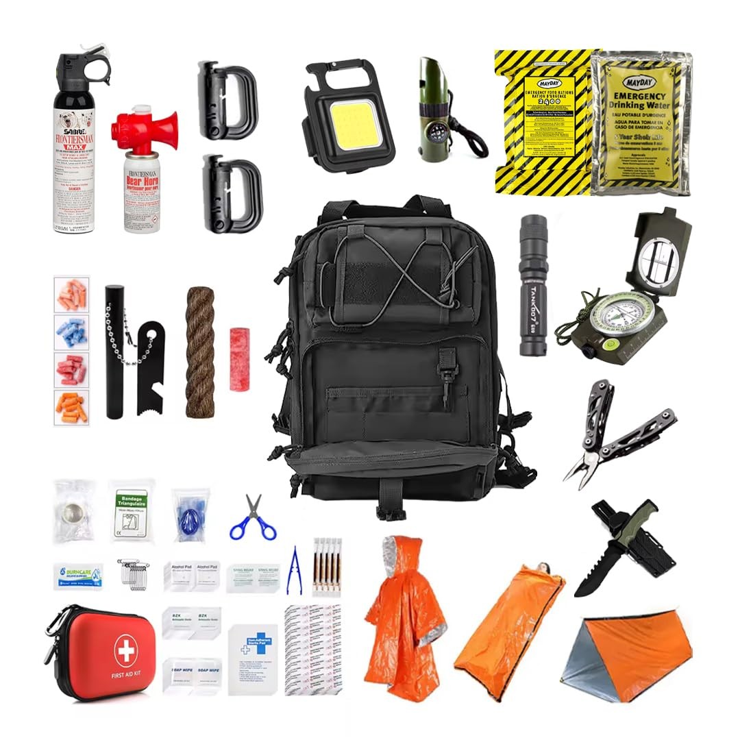 Entropy Survival Go Bag 30Piece Hiking Survival Kit with First Aid, Emergency…
