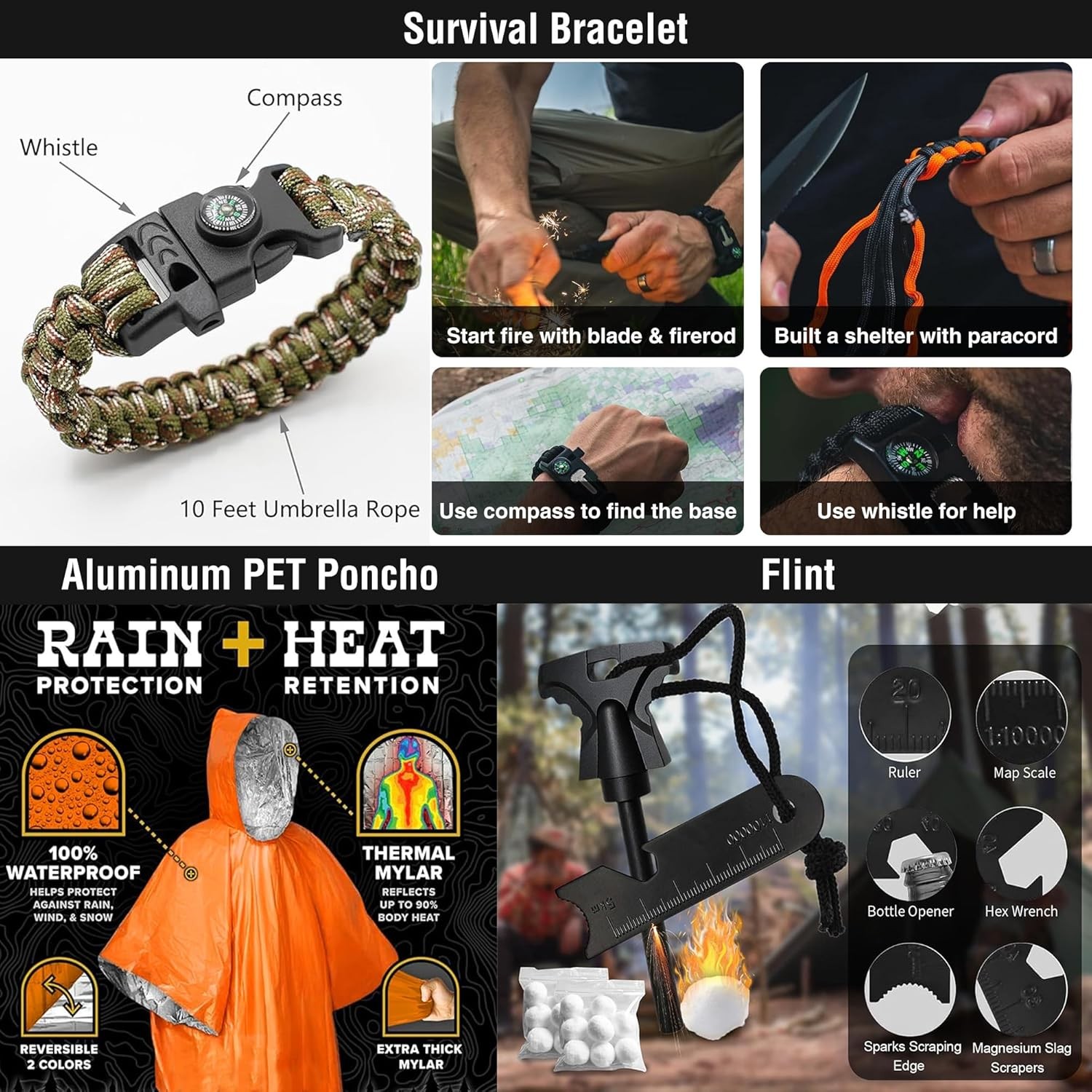 Survival First Aid Kit, 190 Pcs Survival Gear and Medical Supplies, Military IFA