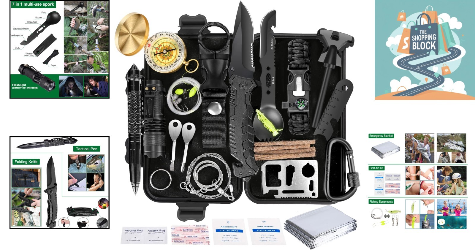35-in-1 Portable Survival Emergency First Aid Kit for Men & Outdoors