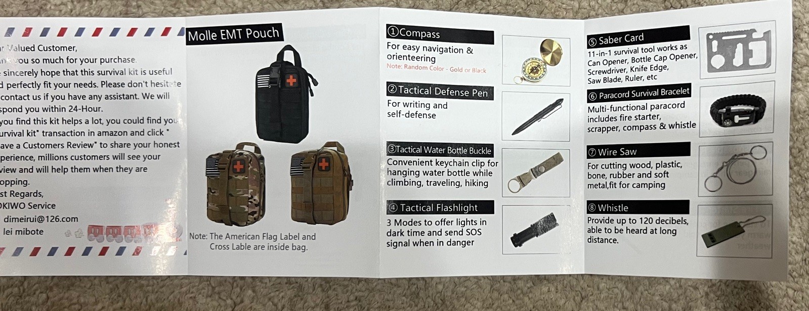 Emergency Survival Kit First Aid Bug out Military Prepper Brown 200 Piece Set