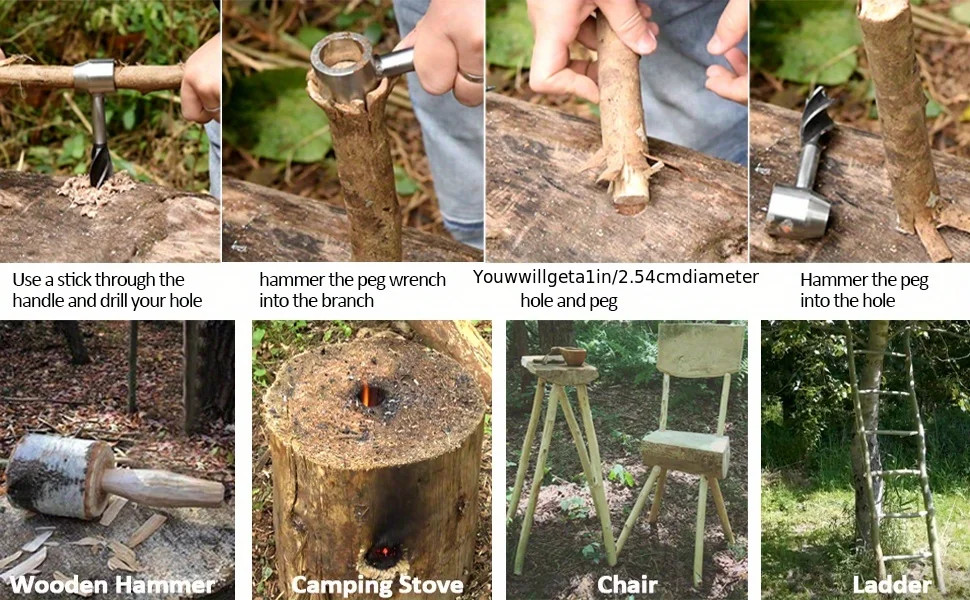 Portable Outdoor Survival Woodworking Tools Auger Drill Bits Bushcraft Settlers