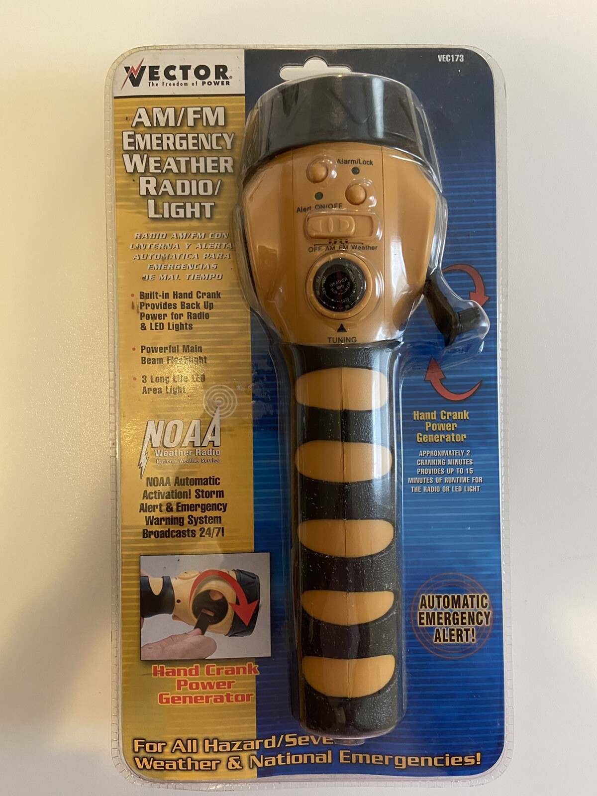 New Vector VEC173 Storm Tracker AM/FM Emergency NOAA Weather Radio Flash Light
