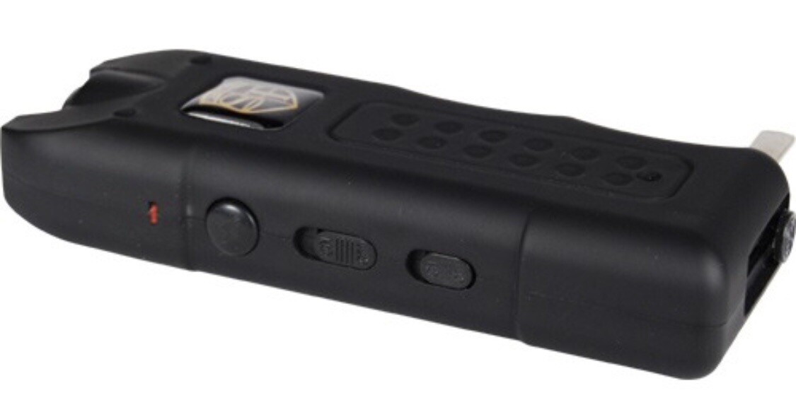 POLICE BLACK Rechargeable LED Stun Gun + Case PERSONAL ALARM WOMEN Self Defense