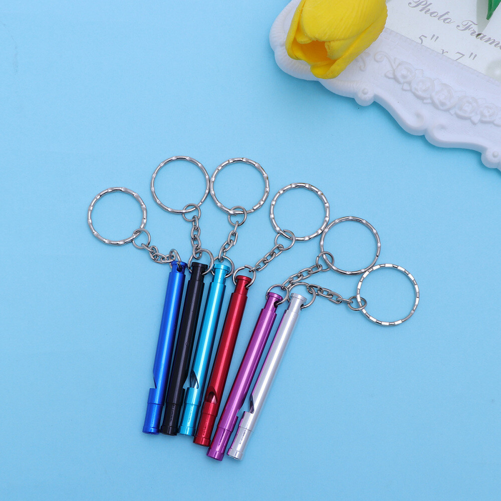 6pcs Hunting Whistle Hiking Whistle Aluminium Key Chain Safety Whistle
