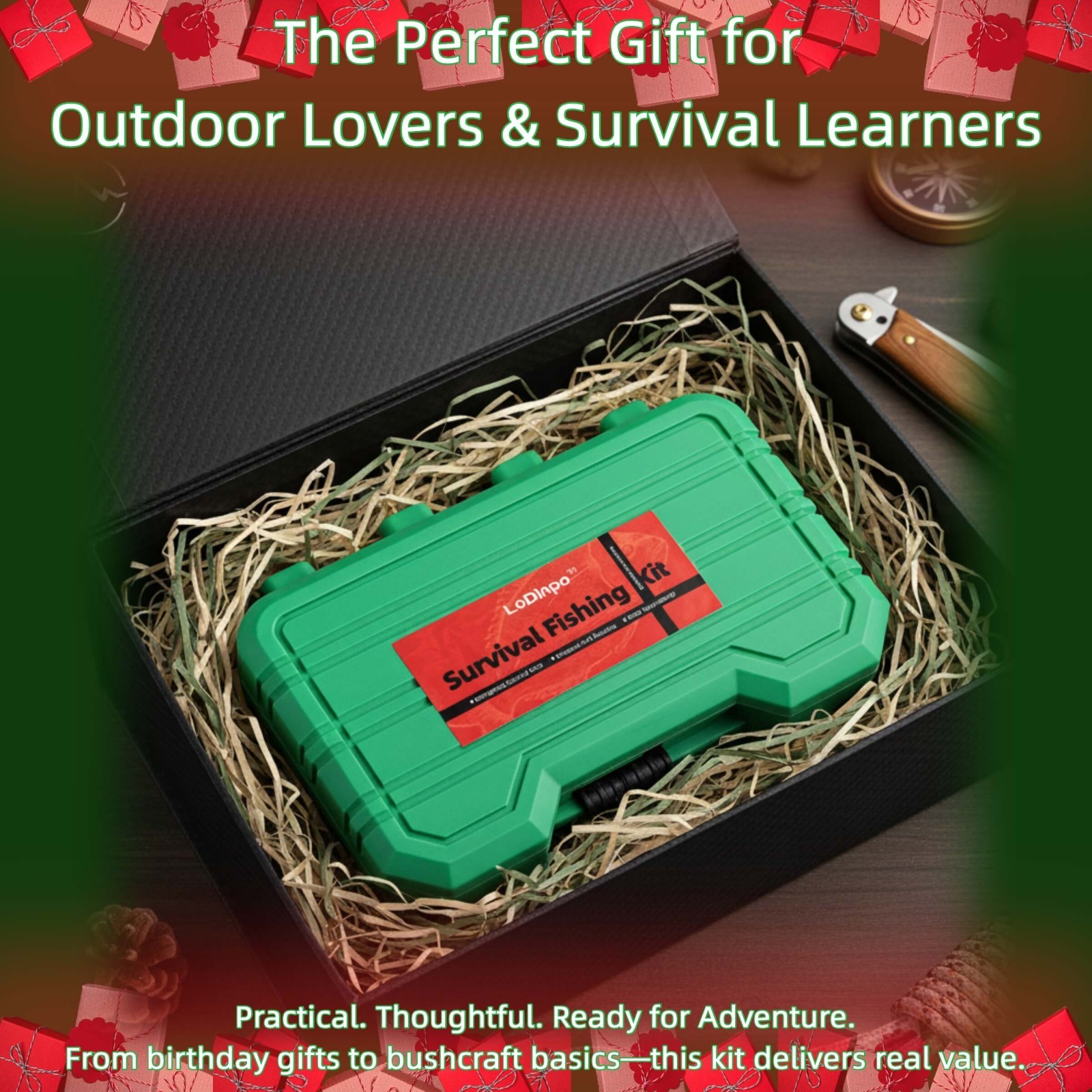 Portable Survival Fishing Kit – Compact Tackle Box for Camping/Hiking,Hooks Gift