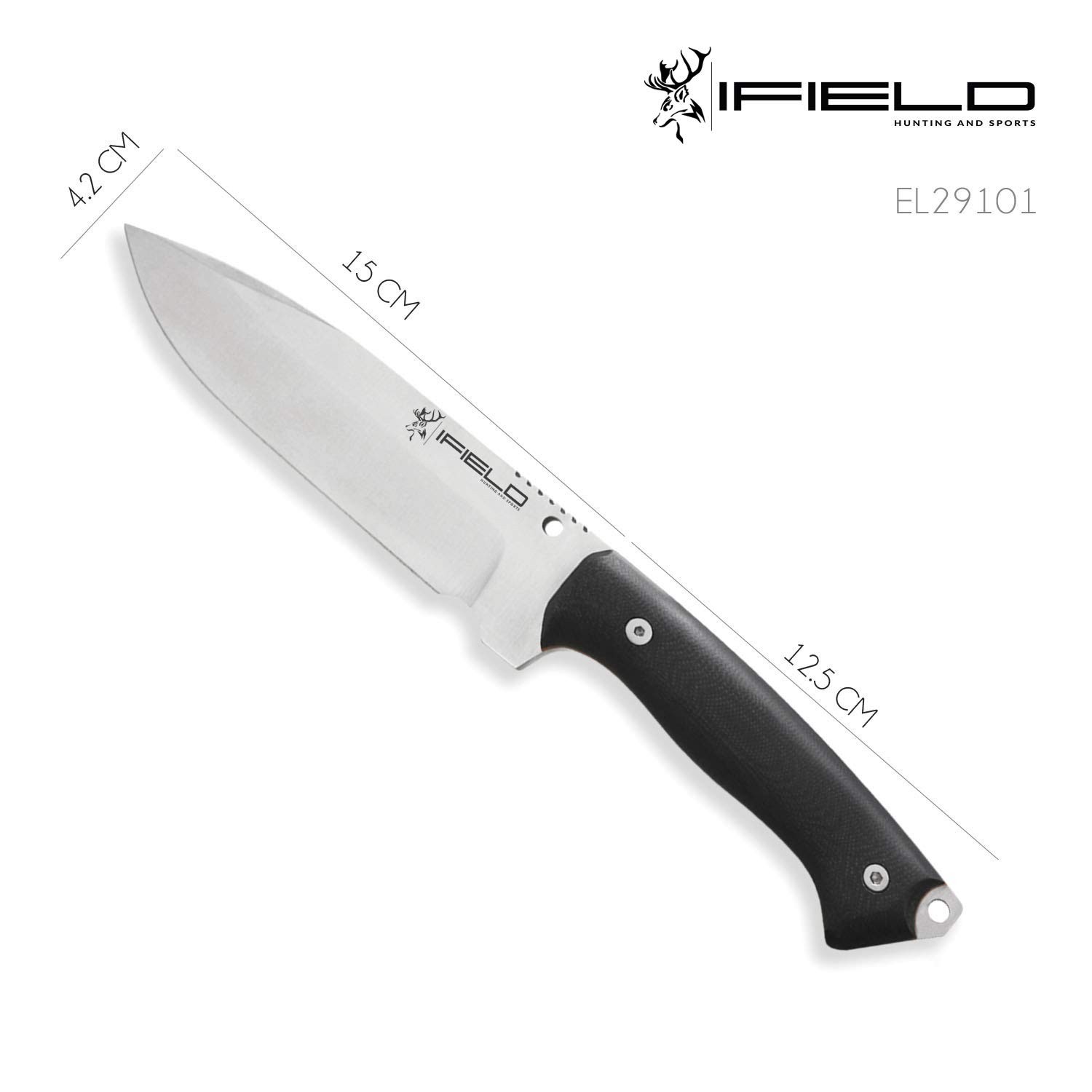 iFIELD Survival Knife Workout MOVA Satin Blade, Includes Sheath, Survival Kni…