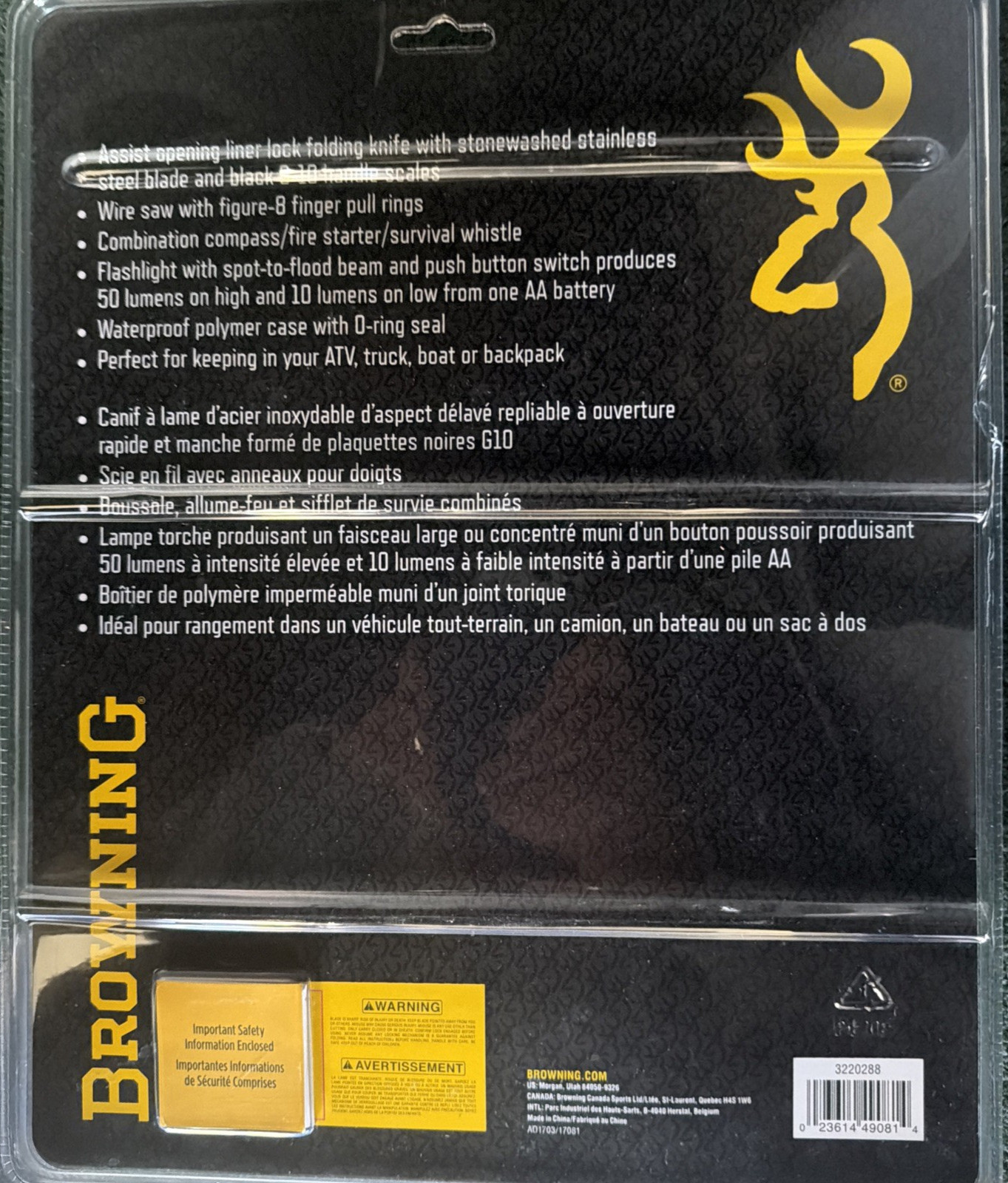 Browning Survival Kit Perfect for Emergency Knife, Fire Starter, Compass & MORE!