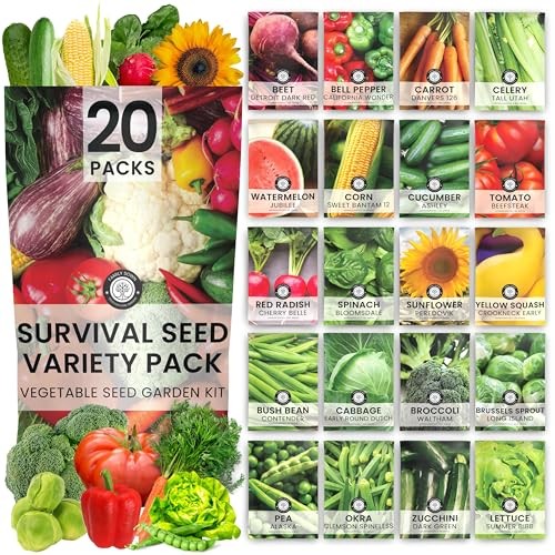 20 Vegetable Seed Packets | Survival Variety Pack | 2026 Season 20 Seed Packets