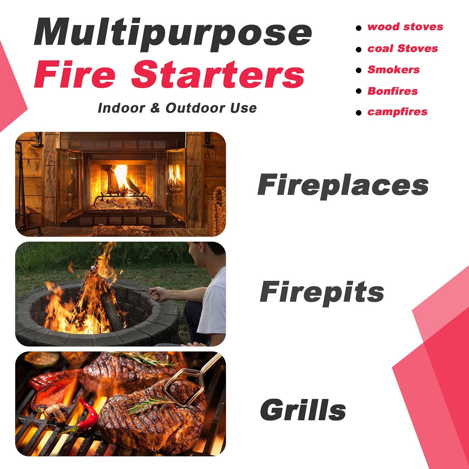 Stanbroil 108 pcs Fire Starters, Natural Charcoal Starters Super 108