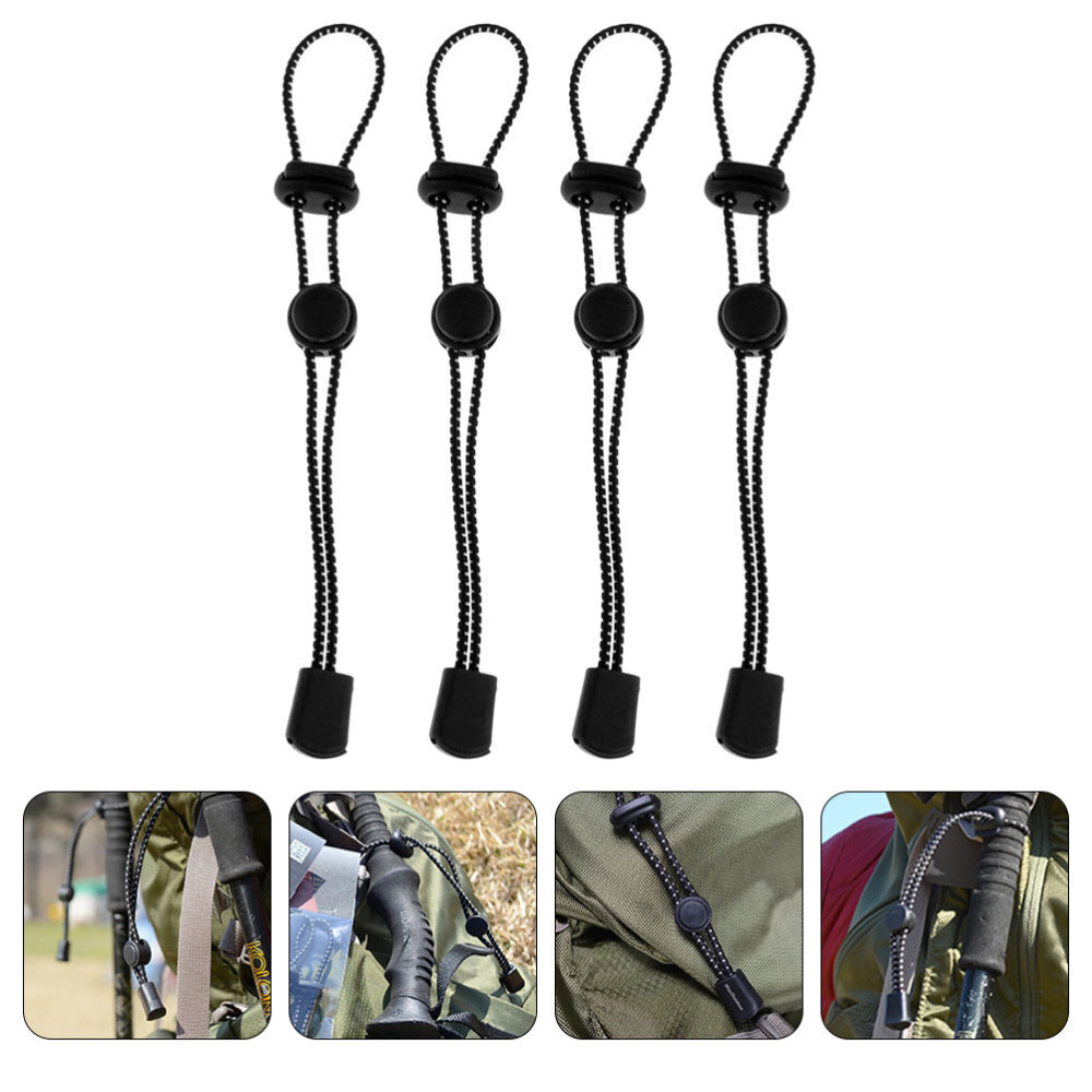 4 Pcs Trekking Pole Holder Carabiner Bungee Cord Trail Buddy Poles Lanyard