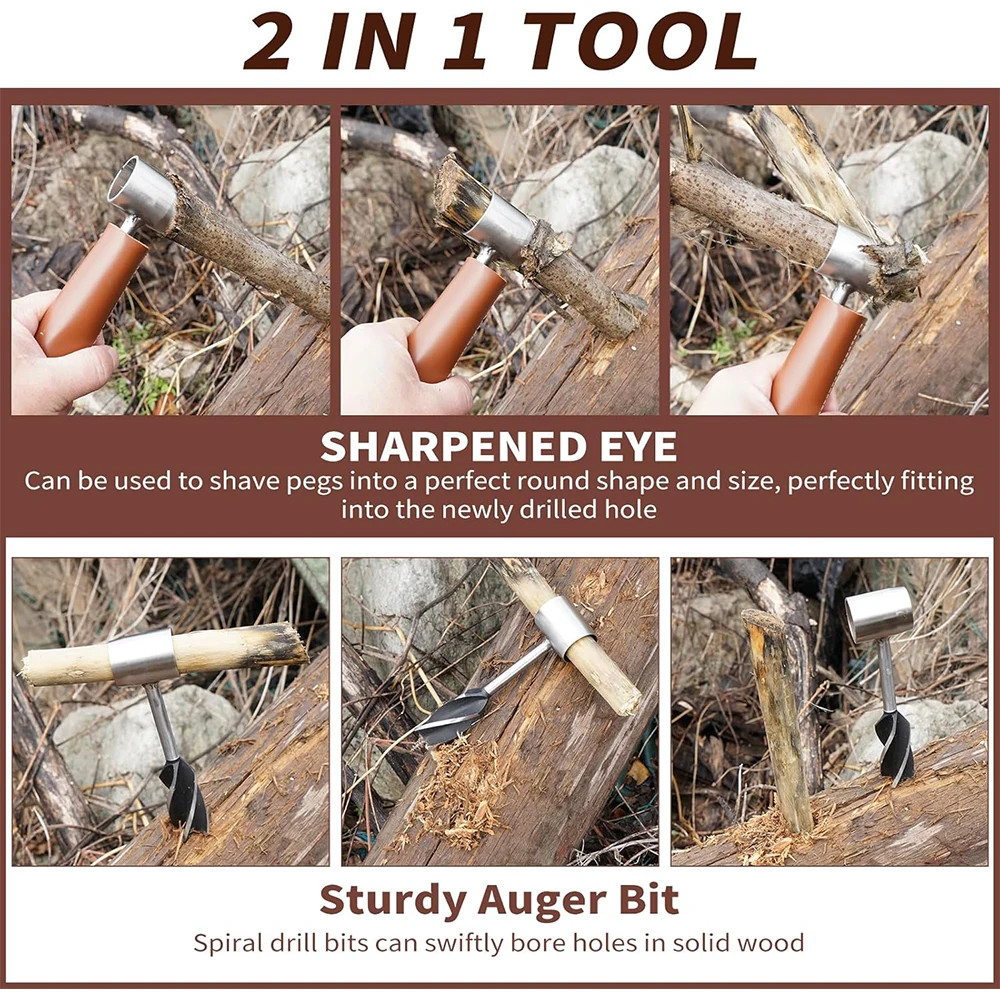 Survival Hand Auger Wood Drill, Scotch Eye Auger Drill and Settlers Auger Tool f