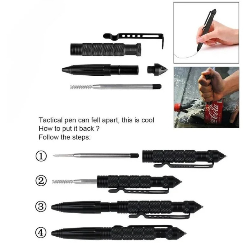 1pc Tactical Pen Self Defense Emergency Glass Breaker Survival Tool – NEW