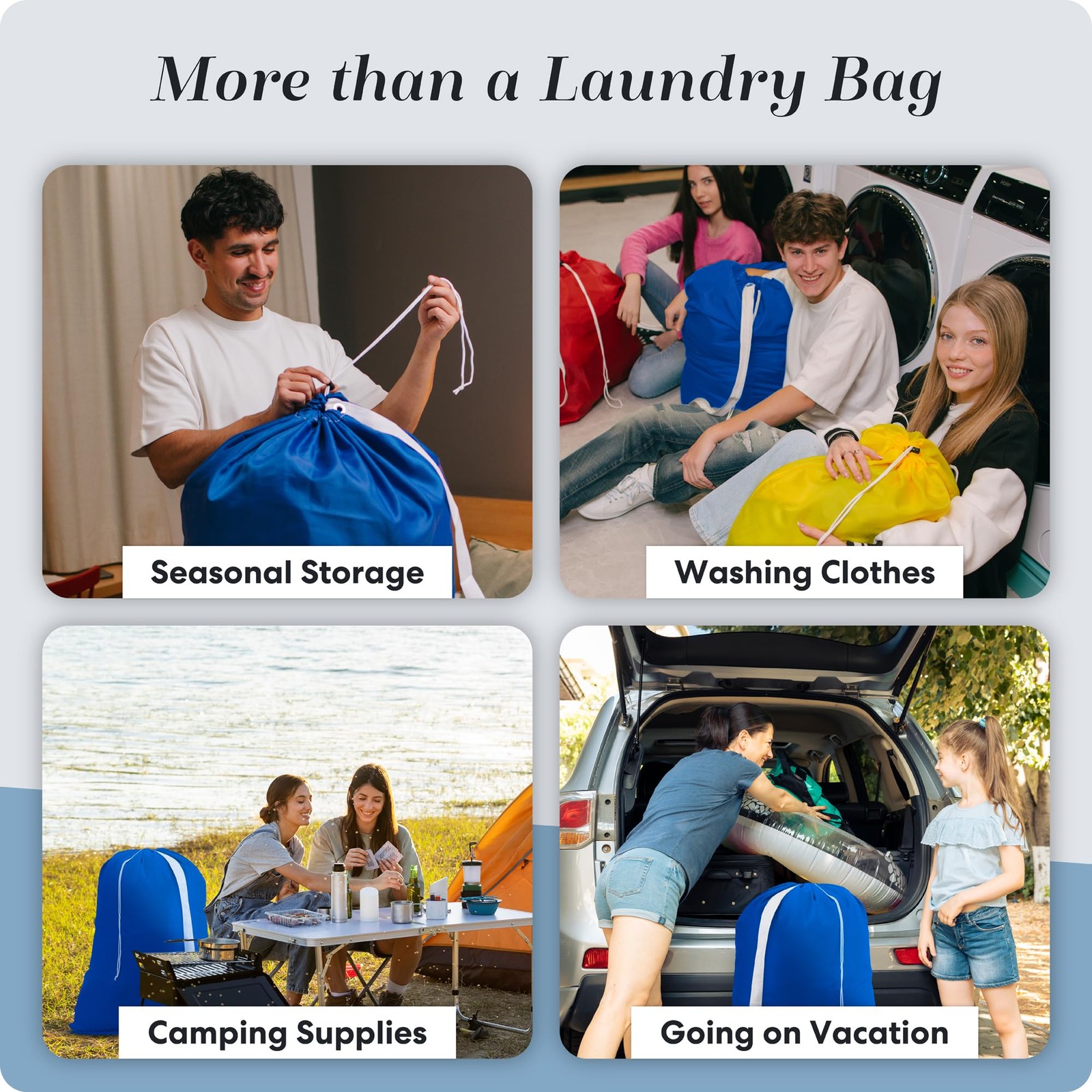 Handy Laundry Bag Shoulder Strap Extra Large – Drawstring 1-Pack, Blue