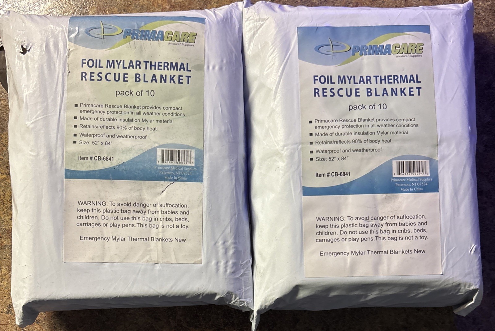 Primacare HB-Emergency Foil Mylar Thermal Blankets (2 Packs Of 10) 52″x84″