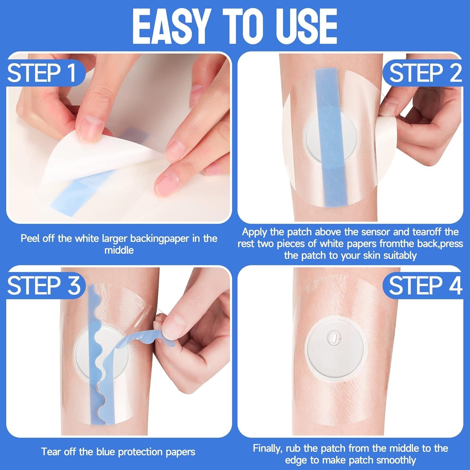 60 Count Libre 3 Sensor Protection Patches – Waterproof, Sterile & Easy To Use