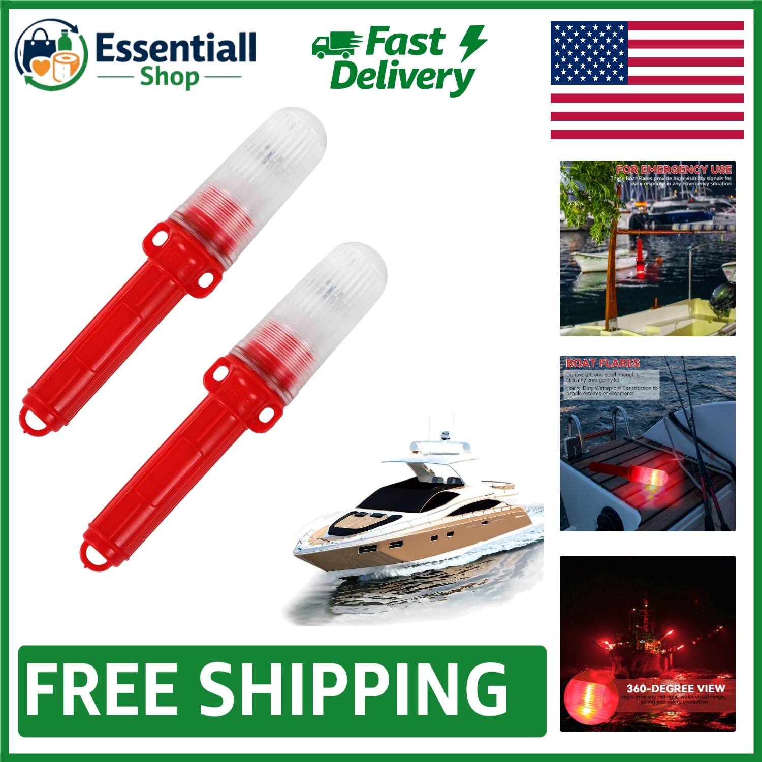 Dual-purpose LED Boat Flares – Ideal for Fishing, Buoys, or Emergency Use