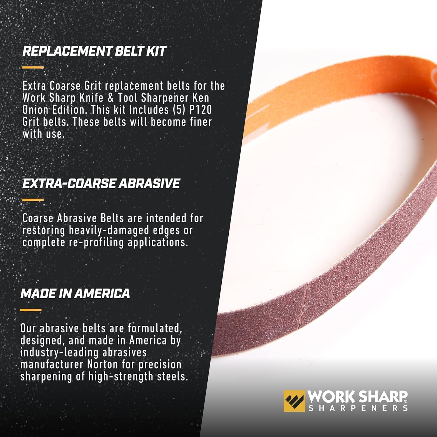 Work Sharp WSSAKO81117 Extra Coarse Grit Belt Kit for Ken Onion Edition