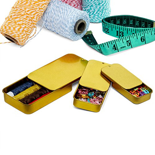 Paper Mart 24ea – 3-3/8 X 2-1/8 X 5/8 Gold Slide Top Tin Can-Pkg