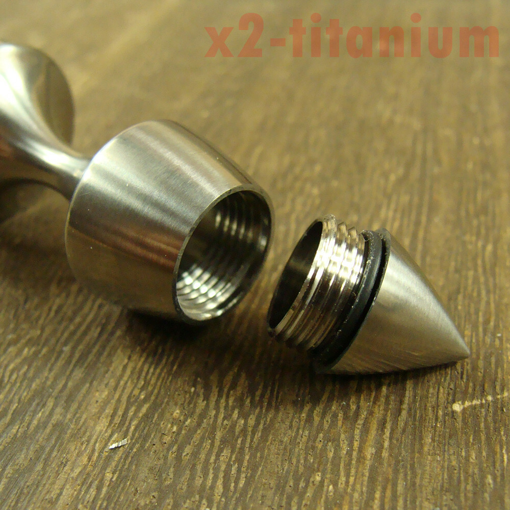 Titanium cone shaped Waterproof Capsule pill Bottle Lanyard bead inverted XH710