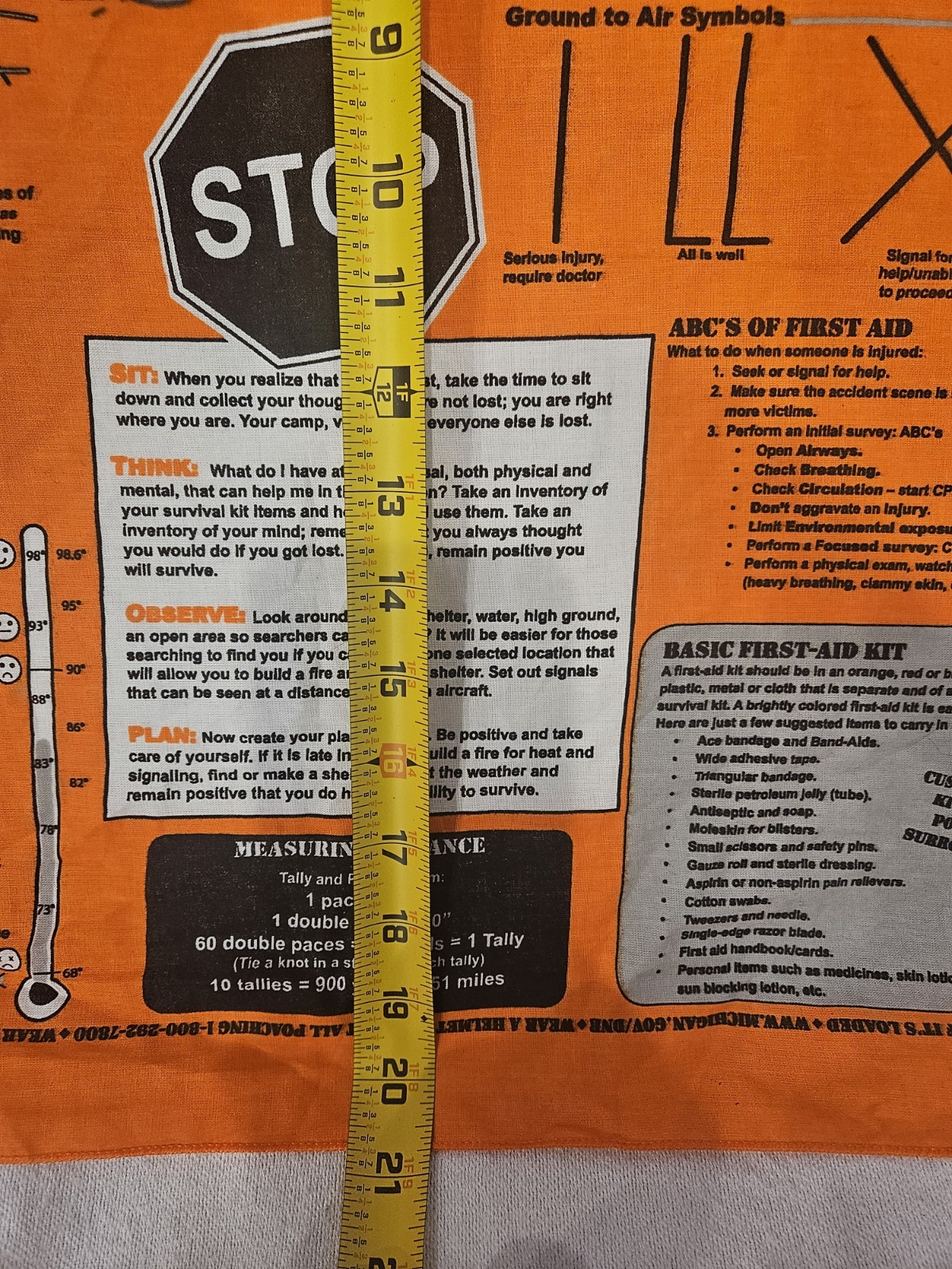 Survival Bandana Michigan DNR Blaze Orange Emergency First Aid Scarf Hiking