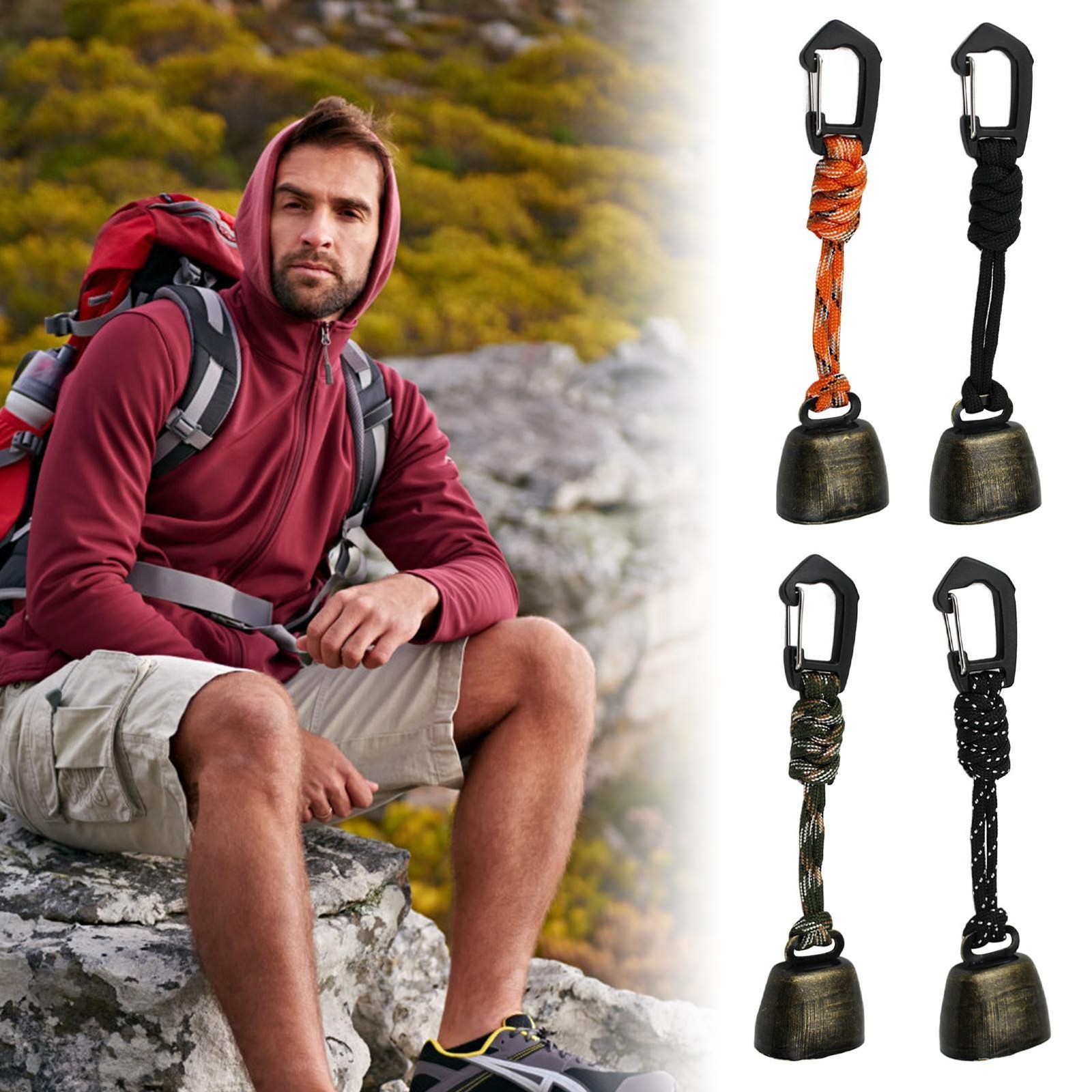 Bear Bell Hiking Adventure Loud Hiking Bell Safety Protection Bell w/ Carabiner