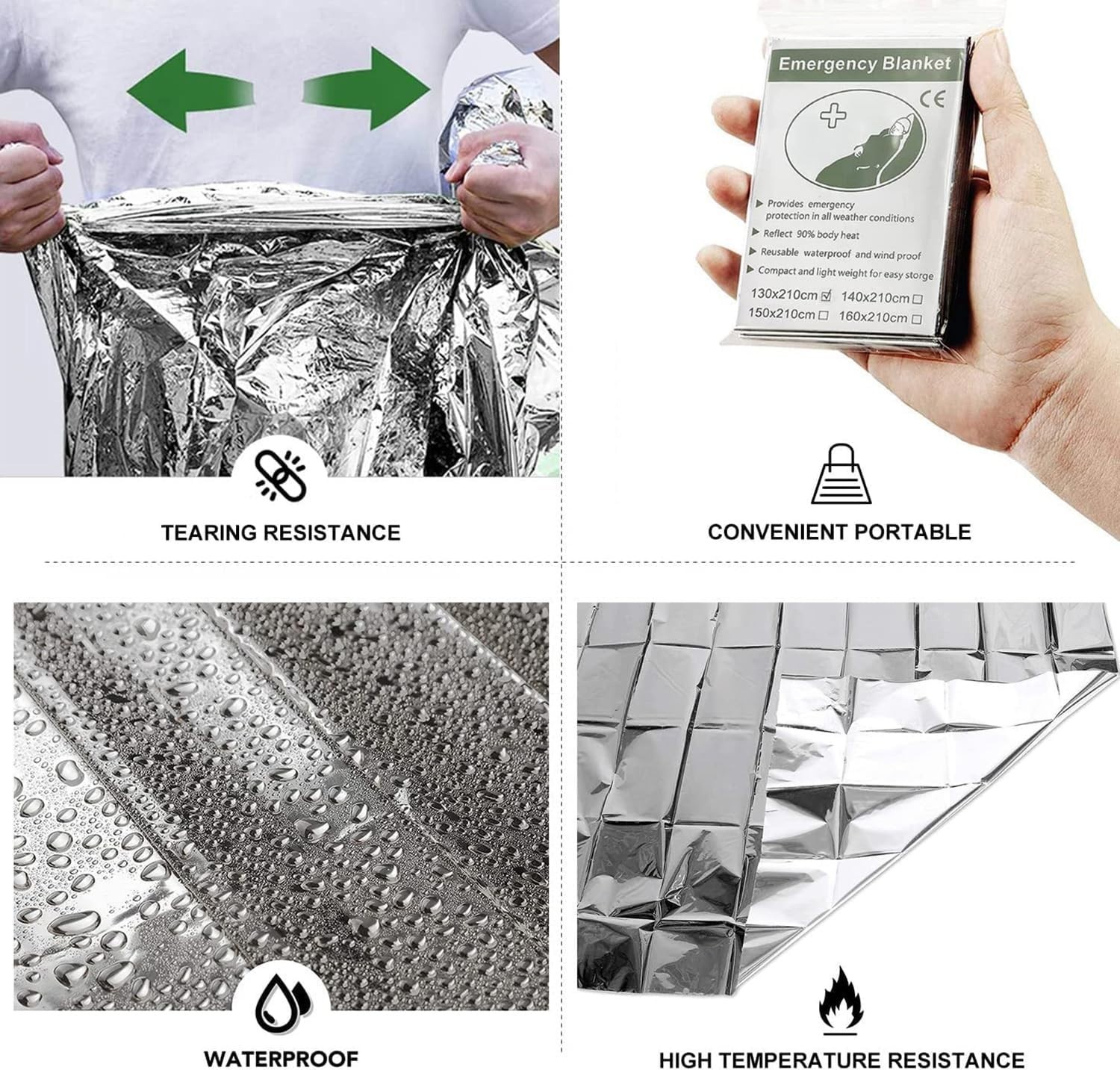 10 Pack Mylar Emergency Blankets Survival Compact Insulated Camping First Aid