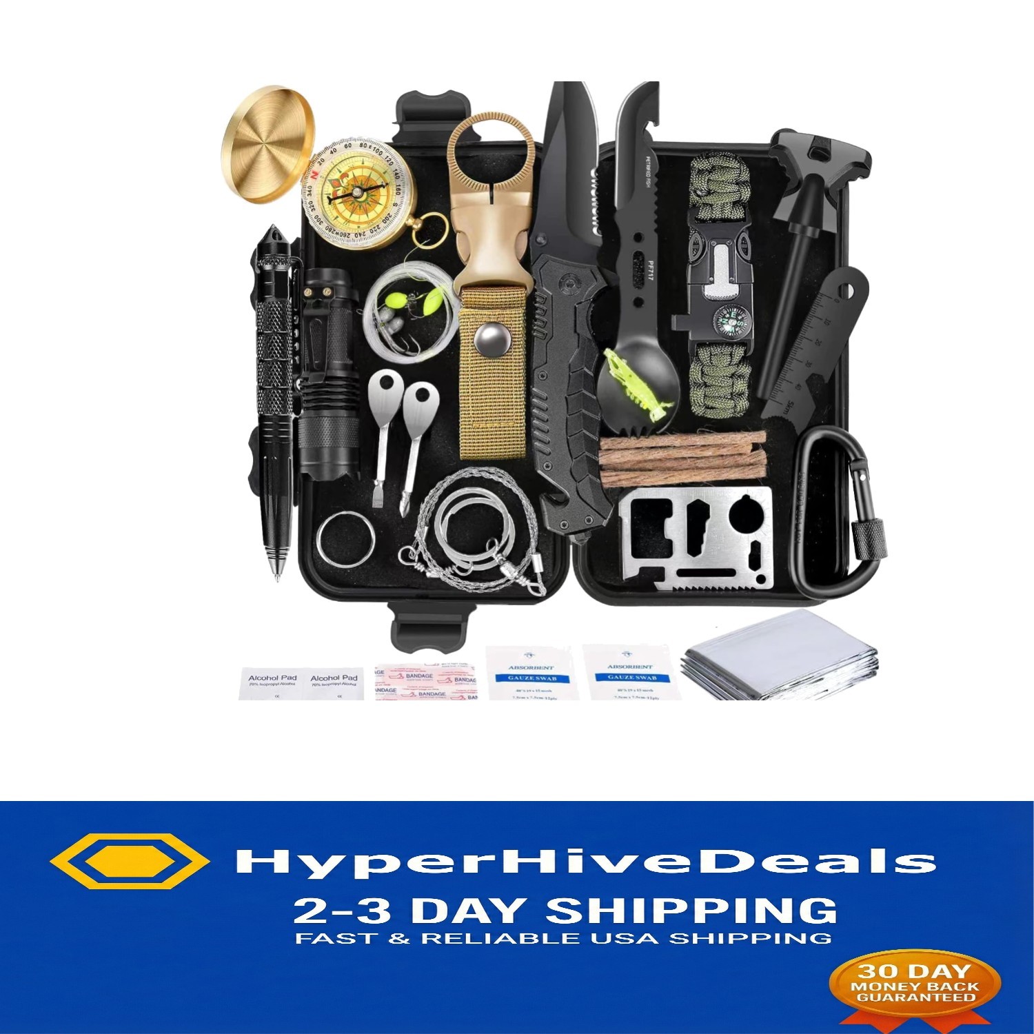 Compact 35 in 1 Emergency Survival Kit – Perfect for Camping & Hiking Adventures
