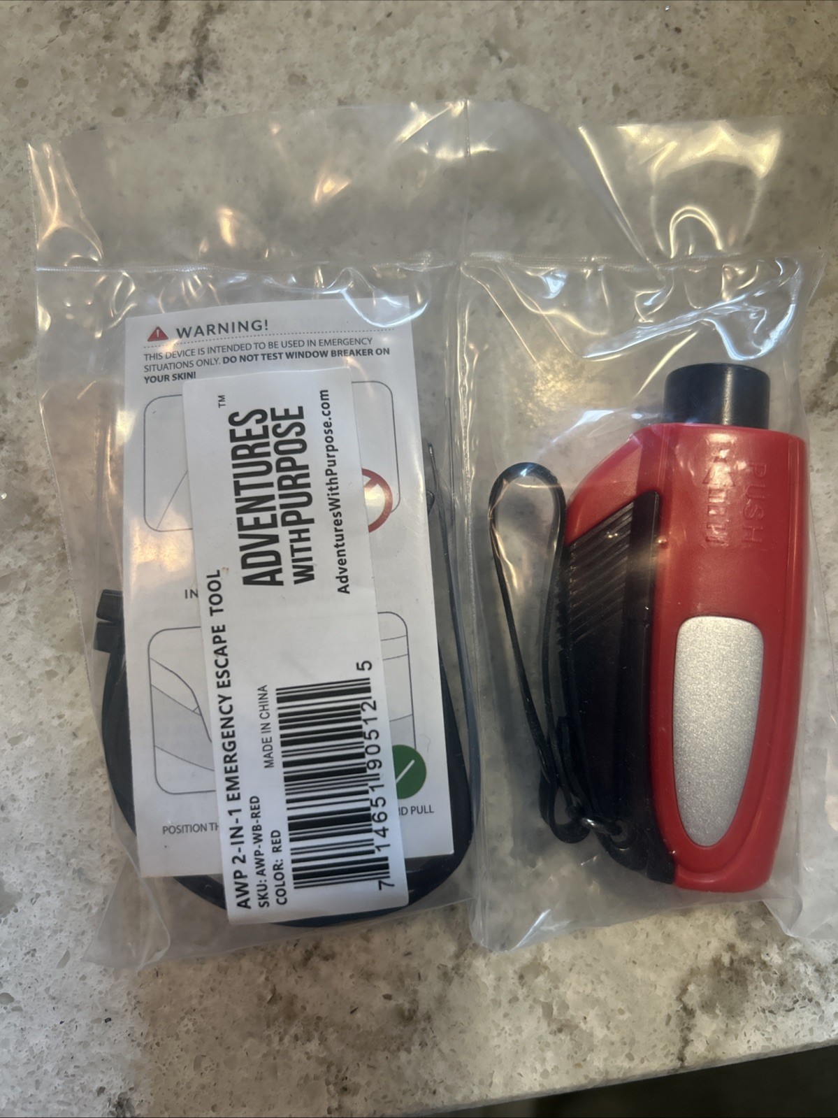 AWP 2-in-1 Emergency Escape Tool Window Spike & Seatbelt Cutter Brand New Red