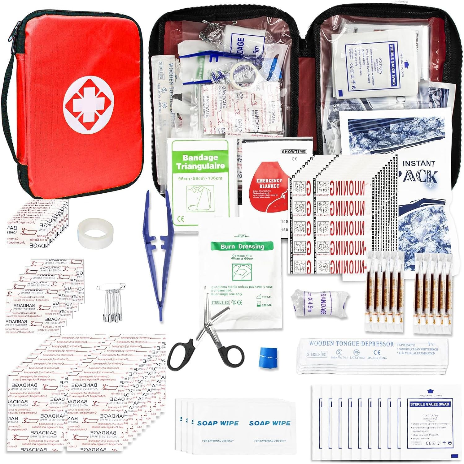 Travel-First Aid-Kit Car-Home 300PCS Survival-Kit Outdoor-Adventure – Red
