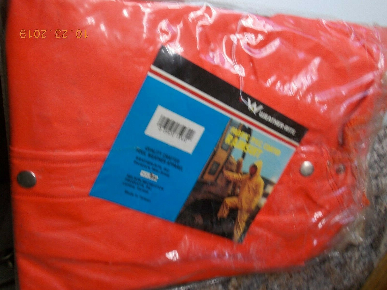 NOS Weather-Rite Fabric / PVC Coated 2 Pc + Hood Heavy Duty Rainsuit, Size S