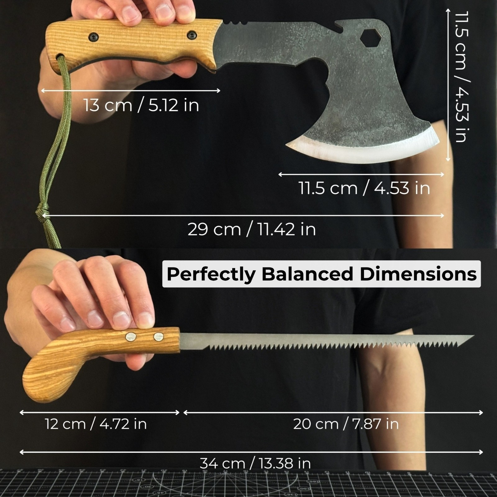 Bushcraft Kit with Camping Axe Saw Ferro Rod Sharpening Tool for Hiking Fishing