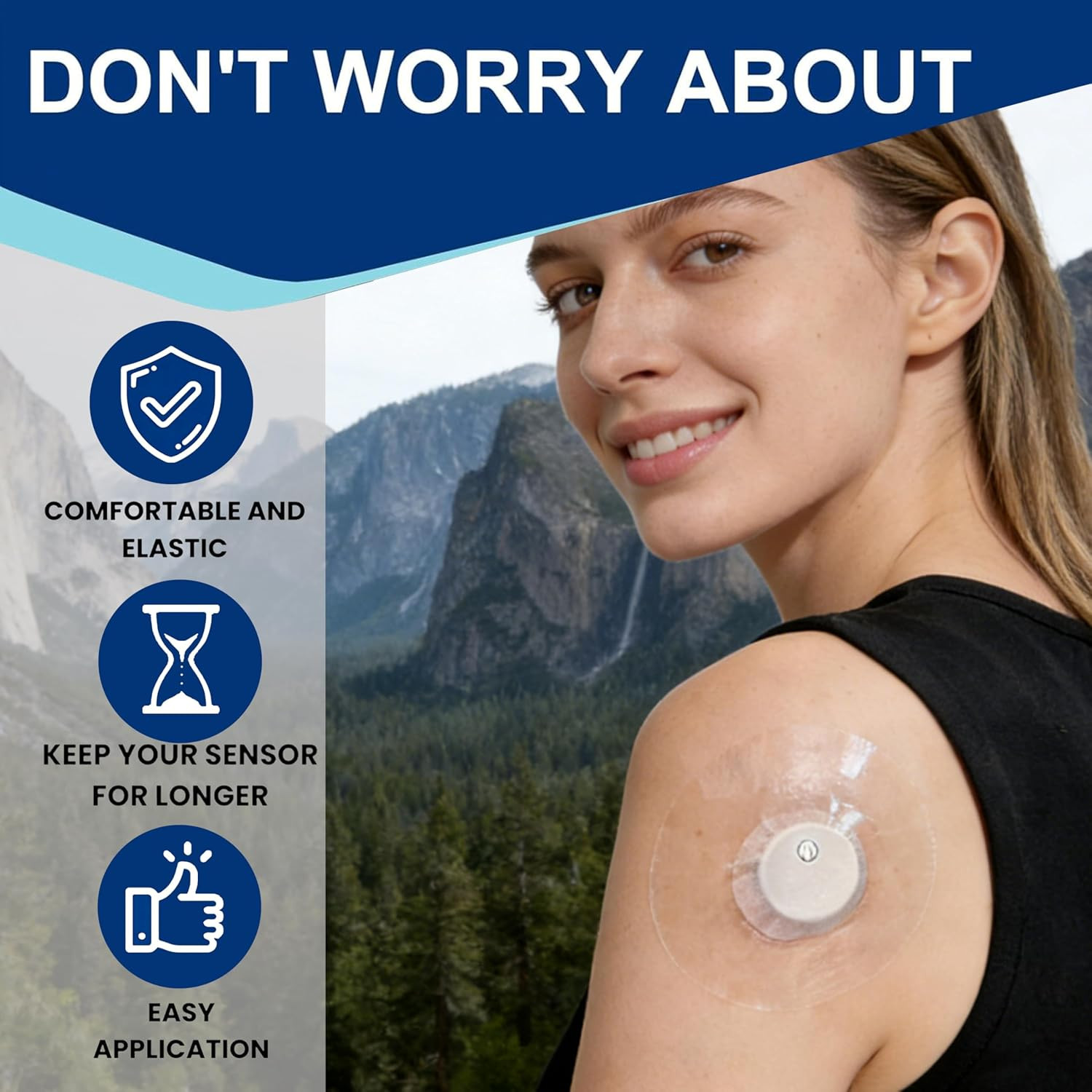 Libre 3 plus Sensor Covers Waterproof-40 Pack Freestyle Adhesive Patches, Transp