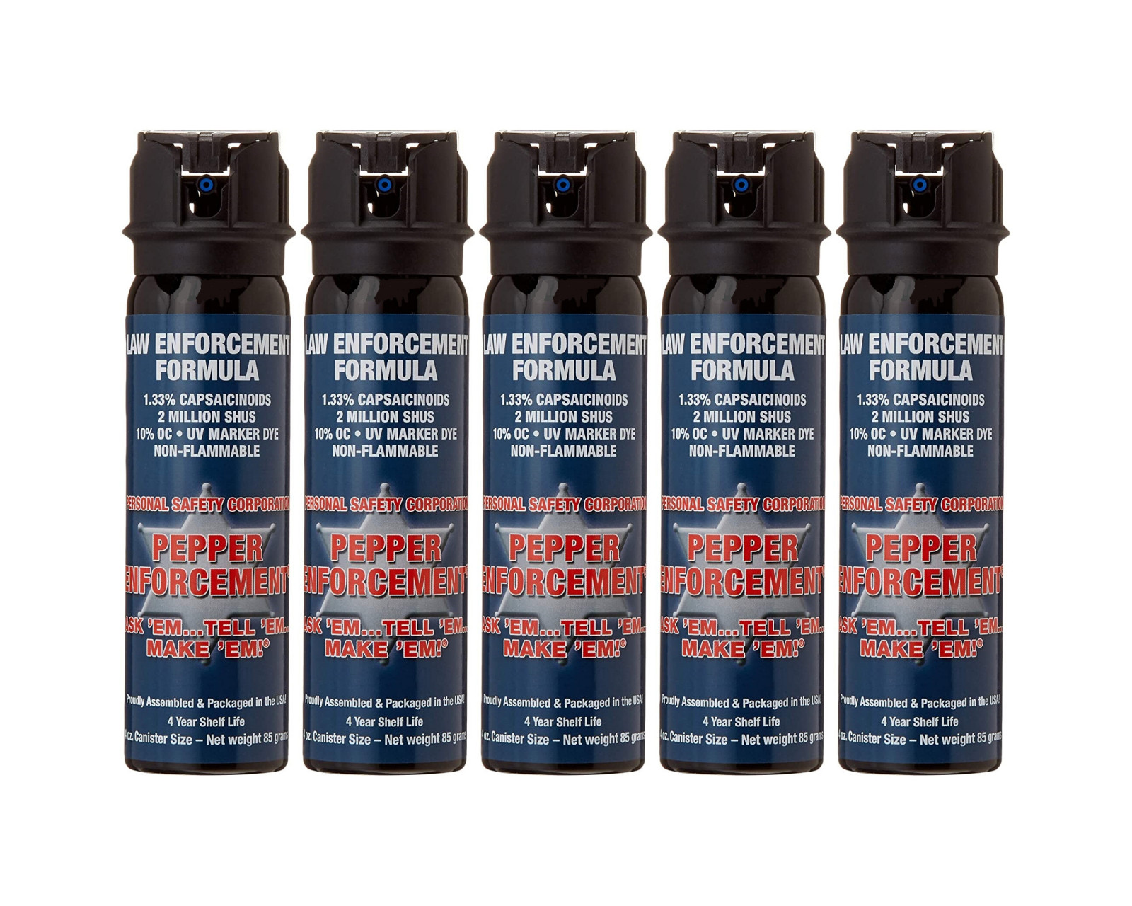 Pepper Enforcement 5-PACK Splatter Stream Pepper Spray 4 oz Police Grade Defense