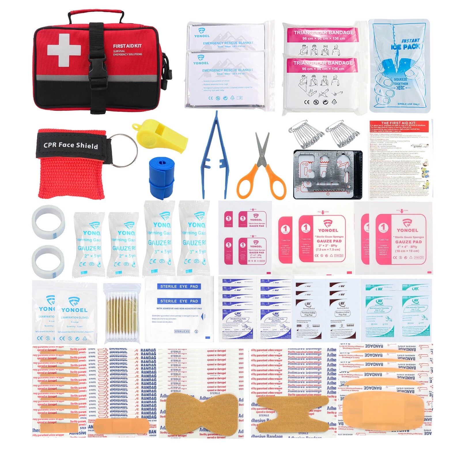 170 Pcs Botiquines de primeros auxilios Supervivencia Emergencia Trauma Viajes